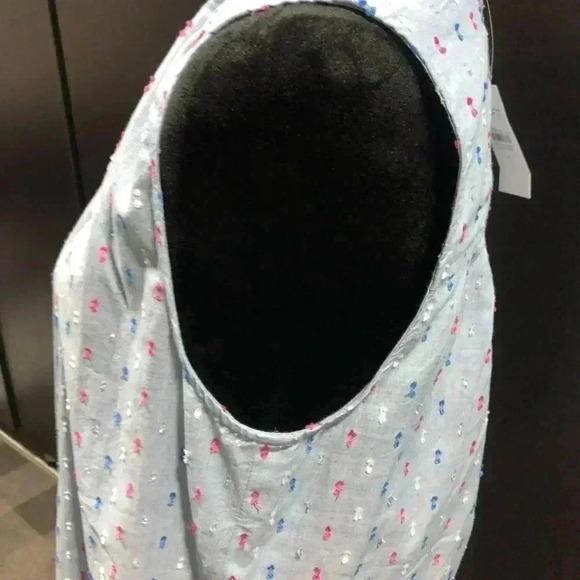 Loft Shimmer Clip Dot Sleeveless button down Shirt -blouse, elastic stretch back - Picture 6 of 9